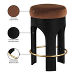 Bocceli Velvet Upholstered Counter Stool in Cognac