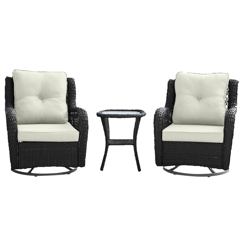 Fruttuo 3-Piece Conversation Set (Swivel) in Cream and Black
