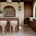 Bocceli Velvet Upholstered Counter Stool in Cream