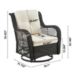 Fruttuo 3-Piece Conversation Set (Swivel) in Cream and Black