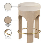 Bocceli Velvet Upholstered Counter Stool in Cream