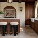 Bocceli Velvet Upholstered Counter Stool in Cream