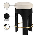 Bocceli Velvet Upholstered Counter Stool in Cream