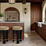 Bocceli Velvet Upholstered Counter Stool in Beige