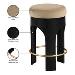 Bocceli Velvet Upholstered Counter Stool in Beige