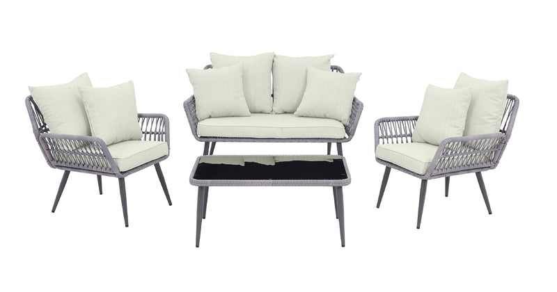 Portofino 4-Piece Conversation Set in Gray and Cream