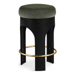 Bocceli Velvet Upholstered Counter Stool in Green