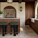 Bocceli Velvet Upholstered Counter Stool in Green