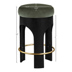 Bocceli Velvet Upholstered Counter Stool in Green