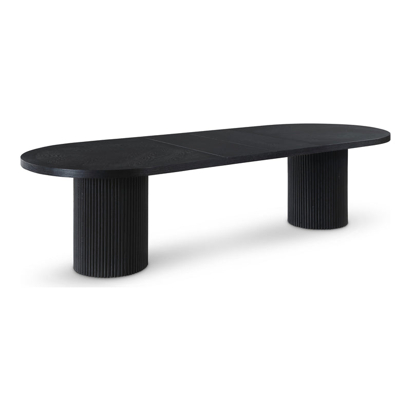 Belinda 90" / 106.5" / 123" Oak Wood Dining Table (3 Boxes) in Black