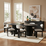 Belinda 90" / 106.5" / 123" Oak Wood Dining Table (3 Boxes) in Black