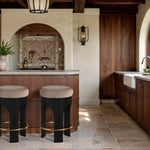 Bocceli Velvet Upholstered Counter Stool in Taupe