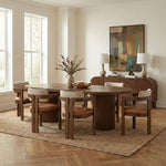 Belinda 90" / 106.5" / 123" Oak Wood Dining Table (3 Boxes) in Brown