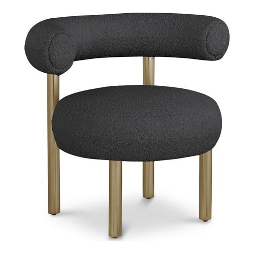 Bordeaux Boucle Fabric Upholstered Accent Chair in Black