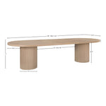 Belinda 90" / 106.5" / 123" Oak Wood Dining Table (3 Boxes) in Natural