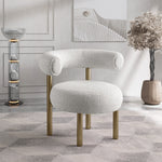 Bordeaux Boucle Fabric Upholstered Accent Chair in Cream