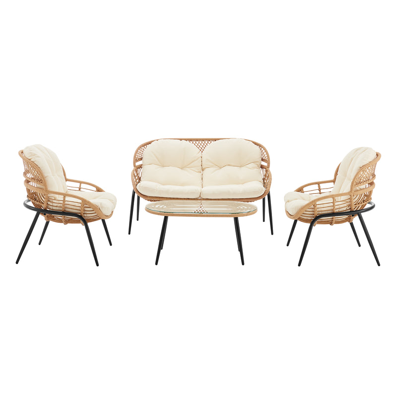 Pine 4-Piece Conversation Set in Cream