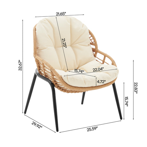 Pine 4-Piece Conversation Set in Cream