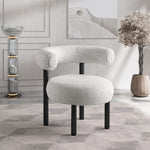 Bordeaux Boucle Fabric Upholstered Accent Chair in Cream