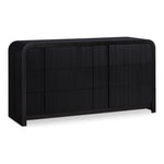 Fluted Solid Wood And Oak Veneer Dresser in Black
