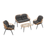 Pine 4-Piece Conversation Set in Gray