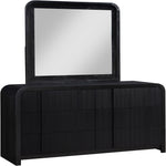 Fluted Solid Wood And Oak Veneer Dresser in Black