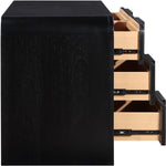Fluted Solid Wood And Oak Veneer Dresser in Black