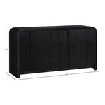 Fluted Solid Wood And Oak Veneer Dresser in Black