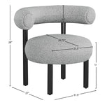 Bordeaux Boucle Fabric Upholstered Accent Chair in Grey