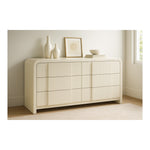 Fluted Solid Wood And Oak Veneer Dresser in Cream