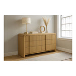 Fluted Solid Wood And Oak Veneer Dresser in Natural