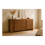 Fluted Solid Wood And Oak Veneer Dresser in Walnut