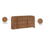 Fluted Solid Wood And Oak Veneer Dresser in Walnut