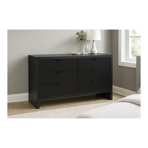 Fairfax Solid Wood And Oak Veneer Dresser in Black