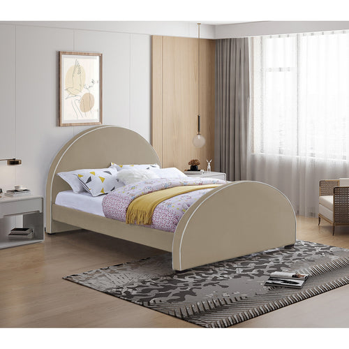 Brody Velvet Upholstered King Bed in Beige