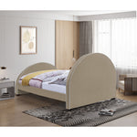 Brody Velvet Upholstered King Bed in Beige