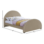 Brody Velvet Upholstered King Bed in Beige