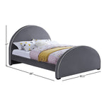 Brody Velvet Upholstered King Bed in Grey