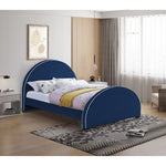 Brody Velvet Upholstered King Bed in Navy