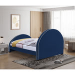 Brody Velvet Upholstered King Bed in Navy