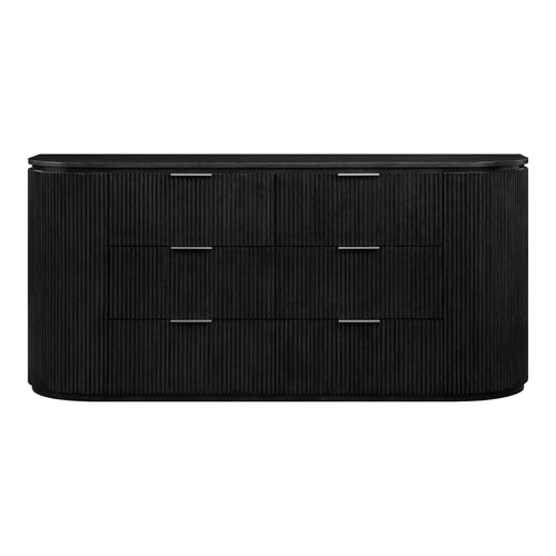 Astrid Solid Wood And Oak Veneer Dresser in Black