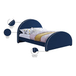 Brody Velvet Upholstered King Bed in Navy
