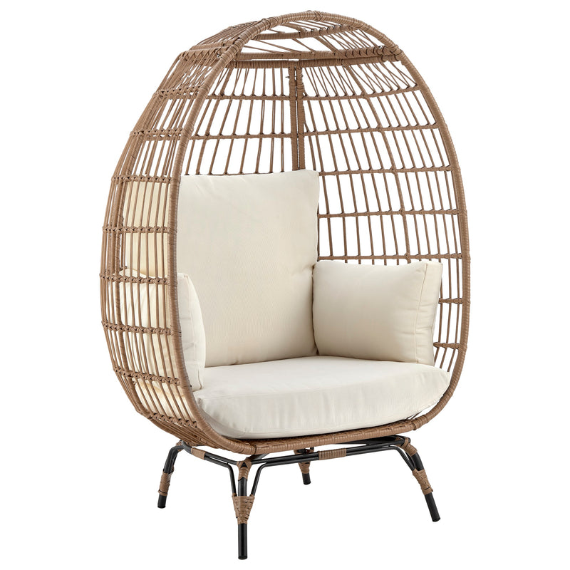 Spezia Upholstered Freestanding Egg Chair in Tan and Cream