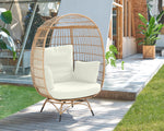 Spezia Upholstered Freestanding Egg Chair in Tan and Cream