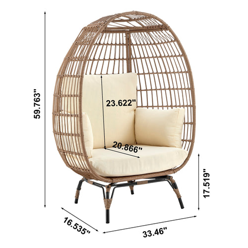 Spezia Upholstered Freestanding Egg Chair in Tan and Cream