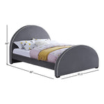 Brody Velvet Upholstered Queen Bed in Grey