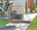 Spezia Upholstered Freestanding Egg Chair in Tan and Gray