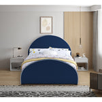 Brody Velvet Upholstered Queen Bed in Navy