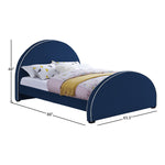 Brody Velvet Upholstered Queen Bed in Navy