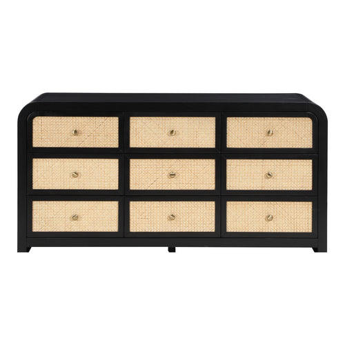 Siena Ash Wood And Natural Cane Dresser in Black